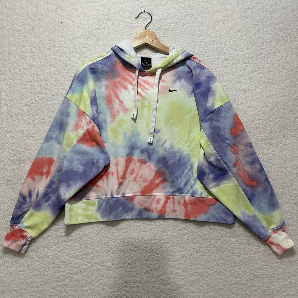 Nike Dri-FIT Get Fit Hoodie Womens Multicolor Pulse Tie-Dye Cropped Size M